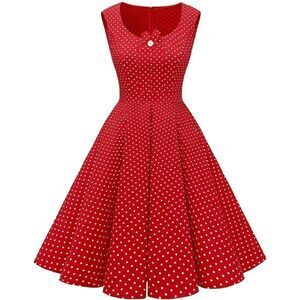 ❤️ Pinup 1950s Retro Red Swing Polka Dot Disney Minnie Mouse Dress SIZE S NWT